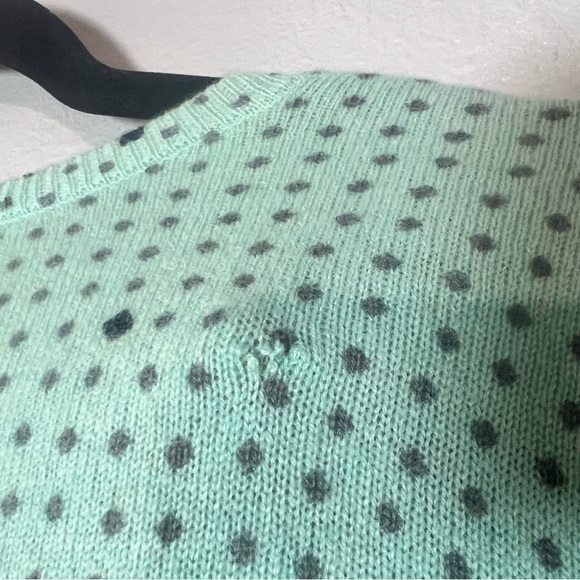 Halogen Mint Green Polka Dot Cashmere Cardigan Sweater Button Up Size Large Flaw - Picture 11 of 11